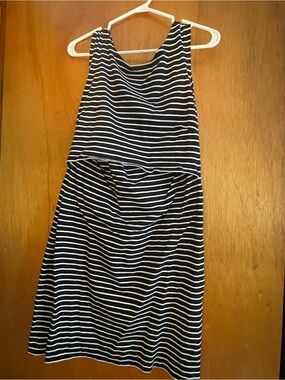 Boob Design Navy & White Striped Midi Nursing Dress